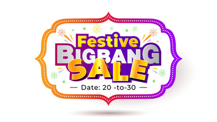 Festive bigbang sale, offer, logo concept for indian festival Navratri Diwali.