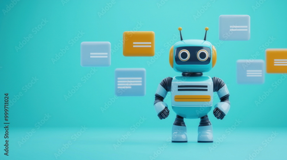 Poster Chatbot Robot with Message Bubbles.