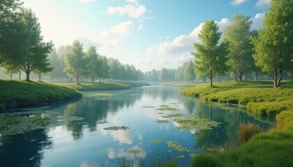  Tranquil River in a Lush Forest