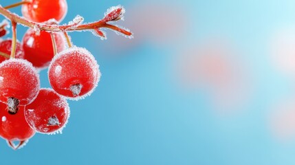 Frosted Berries on Thorny Stems Against a Cool Background