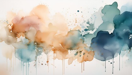 Subtle watercolor splatters in muted tones