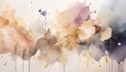 Subtle watercolor splatters in muted tones