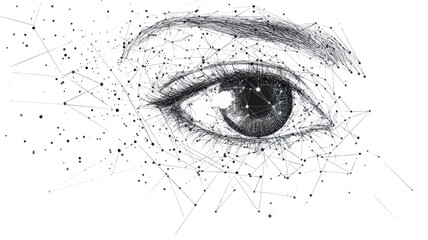 Obraz premium Low Poly Wireframe Eye Abstract Vector - Minimalist Digital Technology Concept with Triangular Geometry and Connection Lines
