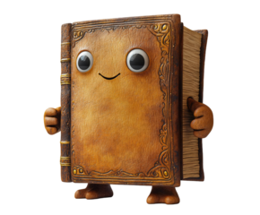 Whimsical 3D Animated Book Character with Expressive Eyes and Ornate Cover