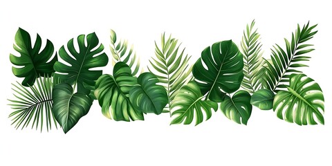 Tropical leaves collection. illustration isolated elements