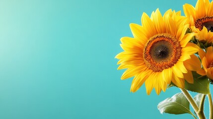 Obraz premium Vibrant Sunflowers on Pastel Gradient Background