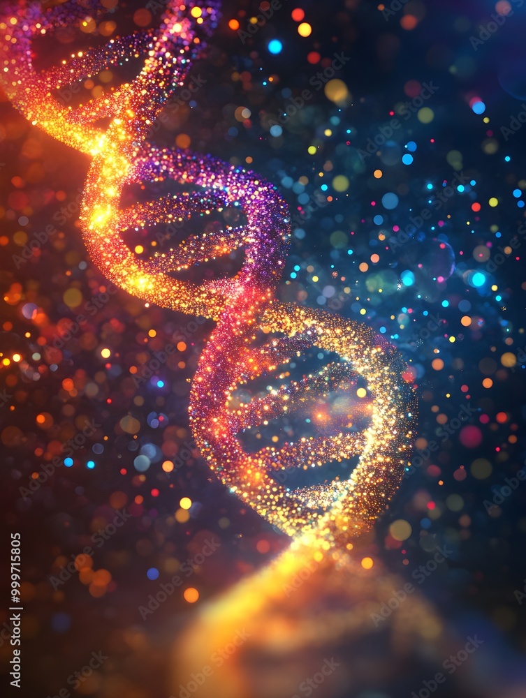 Aufkleber colorful dna structure with sparkling background