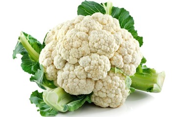 A single cauliflower head on a clean white background