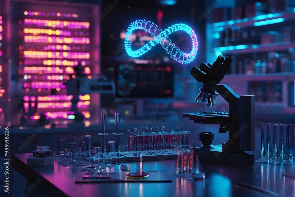 Aufkleber infinity symbol in modern laboratory setting