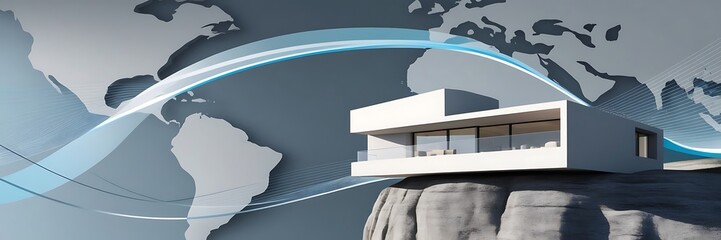 Fototapeta premium A model building surrounded by coins and a graph showing an upward trend in property prices