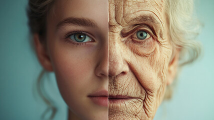 portrait of same person with different age