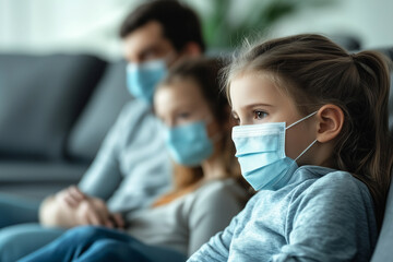Families Coping With Fear as They Navigate the Challenges of the Covid-19 Pandemic While Wearing Masks in Their Living Room