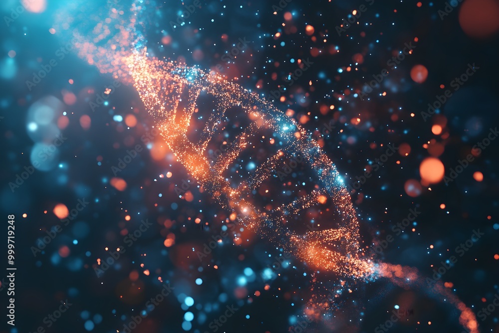 Aufkleber abstract dna structure with colorful particles