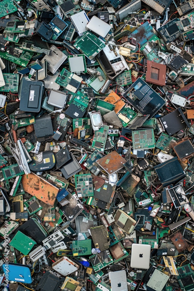 Poster a pile of electronic components stacked on top of each other, ready for use or storage