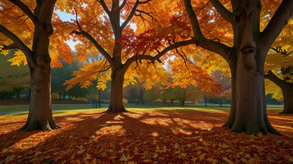 Vibrant Autumn Landscape with Colorful Leaves