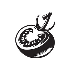 tomato silhouette vector illustration ,tomato black silhouette vector illustration design 