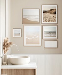 Fototapeta premium bathroom interior with images in frames