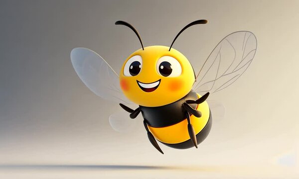 cute cartoon bee flying