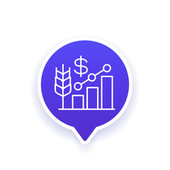 Obraz premium Food prices growth, inflation icon, line vector
