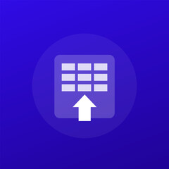 import icon with spreadsheet, transparent design