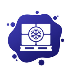 Obraz premium Refrigerated goods icon, pallet with boxes, temperature-sensitive items