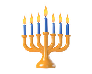 Hanukkah Jewish holiday menorah on a transparent background