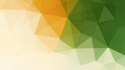 Colorful abstract geometric pattern featuring orange, green, and cream triangles in a harmonious blend during daylight hours
