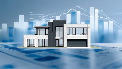 An abstract image of a mini house model. symbolizing the fluctuating trends in the real estate market