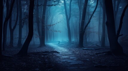 Mystical Blue Forest Path