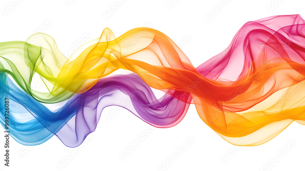 Aufkleber colorful flowing fabric waves in vibrant hues creating a harmonious visual display on a white backgr