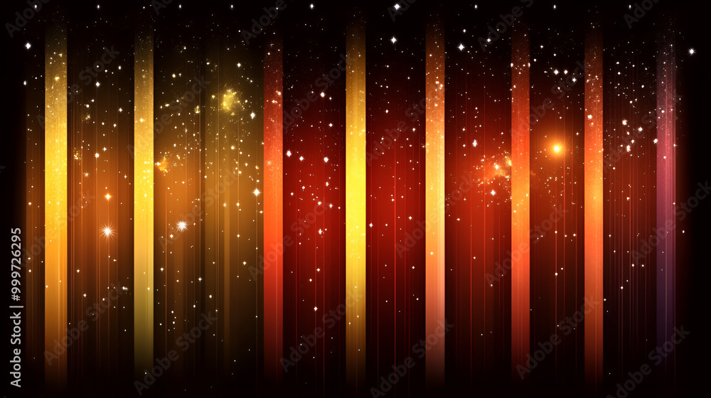 Aufkleber colorful abstract light rays with sparkling stars against a dark background, creating a vibrant visu