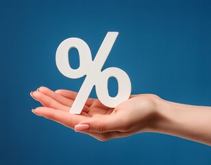 Male hand holding interest rate percent