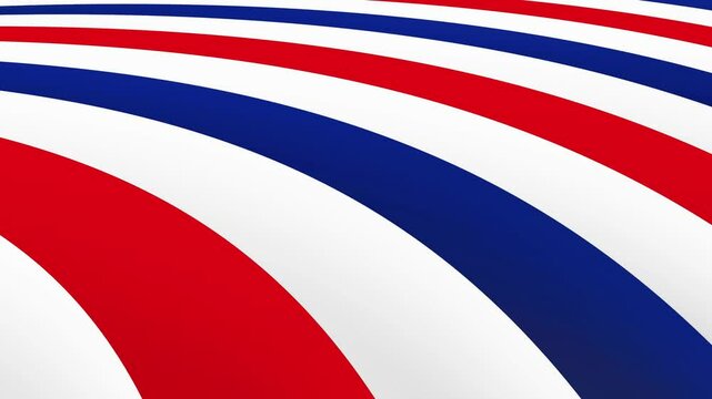 Beautiful abstract striped looped pattern. Color scheme of American and French flags. Footage in Ultra HD 4K.