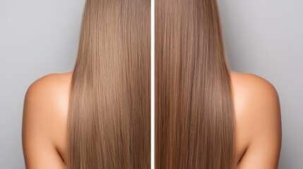 Naklejka premium Back view of a woman with long, straight, healthy hair.