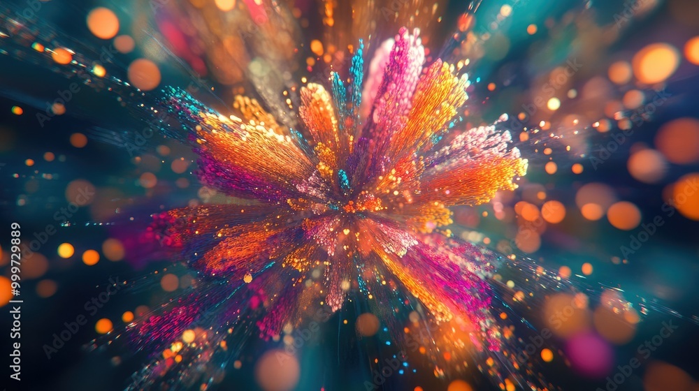 Aufkleber a vibrant explosion of colors resembling a flower, creating a dynamic visual effect.