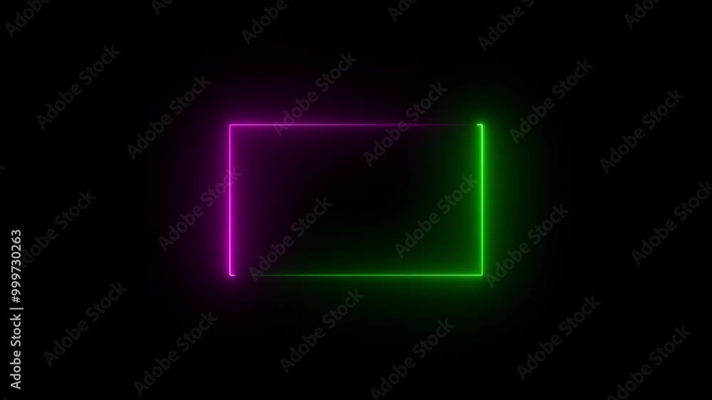 Poster rectangular frame made of two moving neon lights overlay in black background.