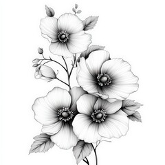 Minimalistic floral design with simple line art flowers