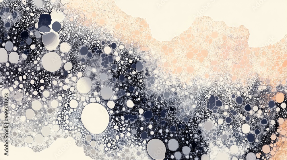 Poster abstract design featuring circular patterns in varying shades, creating a visually engaging texture.