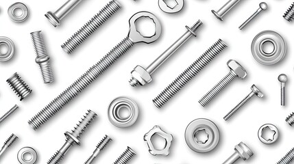 A fun arrangement of nuts and bolts in diverse sizes and colors creates an engaging backdrop, emphasizing their strength and decorative potential in design projects