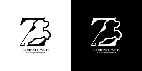 Z-shaped logo design combined with a dog