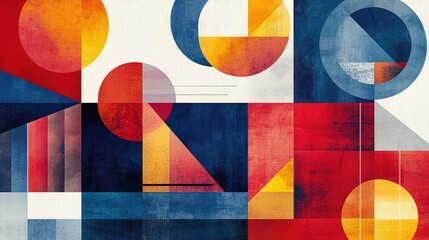 Abstract geometric design featuring vibrant colors and shapes.