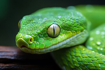 Fototapeta premium Close-up portrait of a vibrant green snake