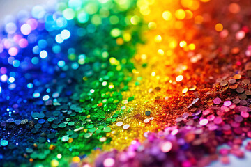 Abstract rainbow glitter sparkle on a white background. Sequins in a pile wallpaper.