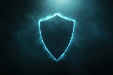 Futuristic Shield with Neon Glow on Dark Background