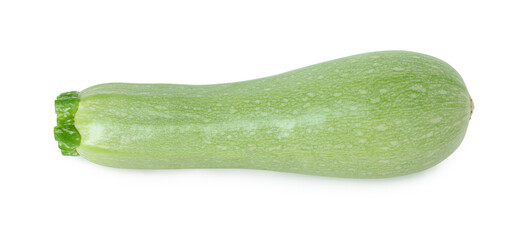 One fresh ripe zucchini isolated on white, top view