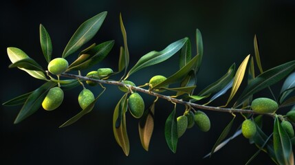 A branch with fresh green olives, great for food or decoration