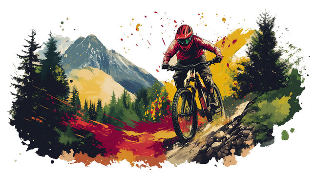 BMX Biker Poster against abstract background	isolated on transparent PNG.