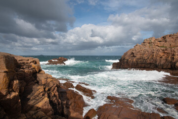 Jolis paysages de mer sur la côte de granit rose en Bretagne -France