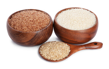 Different types of cereals isolated on white