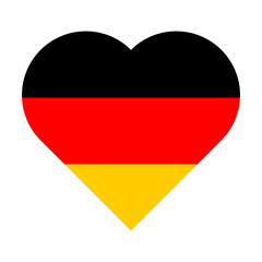 Heart-shaped icon in the colors of the flag of Germany. 